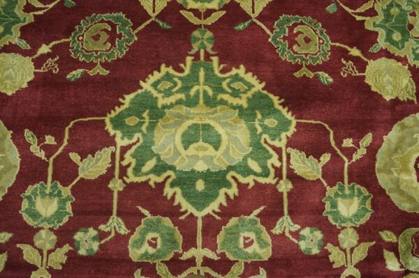 Antique indian agra carpet 11'4"×14'6" burgundy field, olive border, classic design, 1880s 19 Antique indian agra carpet 11'4"ã—14'6" burgundy field, olive border, classic design, 1880s - detail view 18