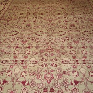 Antique Indian Agra Carpet 11'×29' Celadon & Burgundy, Geometric, Circa 1890 - detail view 4
