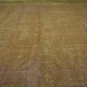 Antique Indian Agra Carpet 15'×19'6" Dusty Rose Floral, Beige Border, Circa 1890 - detail view 3