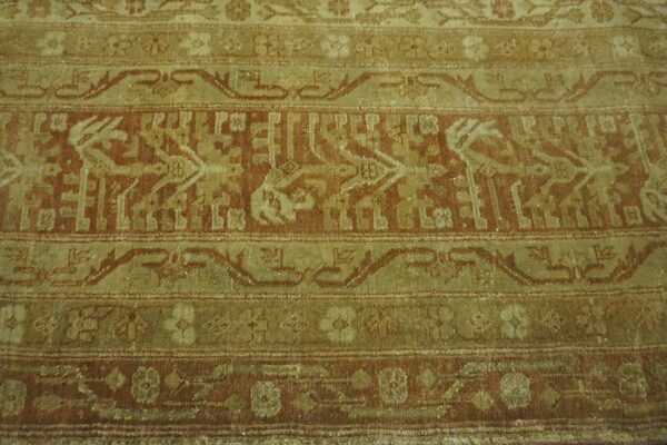 Antique indian agra carpet 15'×19'6" dusty rose floral, beige border, circa 1890 - detail view 5