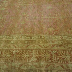 Antique Indian Agra Carpet 15'×19'6" Dusty Rose Floral, Beige Border, Circa 1890 - detail view 6