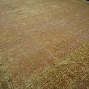 Antique Indian Agra Carpet 15'×19'6" Dusty Rose Floral, Beige Border, Circa 1890 - detail view 8