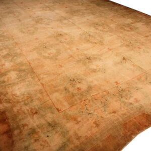 Antique Indian Agra Gallery Carpet 12'6"×27'6" Beige Field, Camel Border, Large-Scale Geometric Design, Circa 1900 - detail view 1