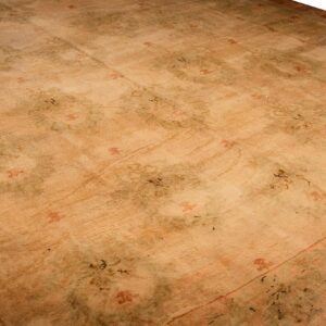 Antique Indian Agra Gallery Carpet 12'6"×27'6" Beige Field, Camel Border, Large-Scale Geometric Design, Circa 1900 - detail view 6