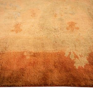 Antique Indian Agra Gallery Carpet 12'6"×27'6" Beige Field, Camel Border, Large-Scale Geometric Design, Circa 1900 - detail view 7