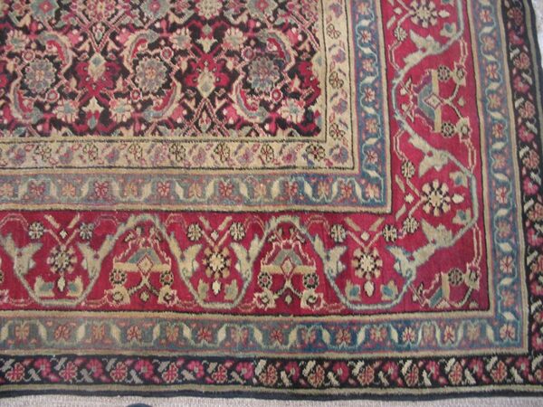 Antique indian agra rug 5'×8'7" hand-knotted wool, circa 1910 - detail view 3