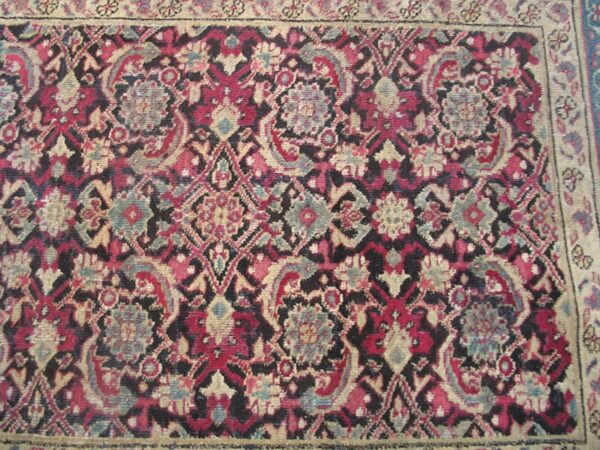 Antique indian agra rug 5'×8'7" hand-knotted wool, circa 1910 - detail view 4