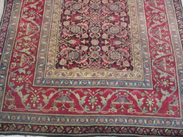 Antique indian agra rug 5'×8'7" hand-knotted wool, circa 1910 - detail view 6