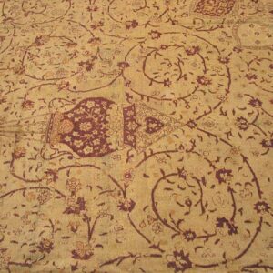 Antique Indian Amritsar Carpet 14'×27' Ivory Floral, Purple Border, Circa 1900 - detail view 3
