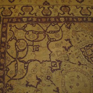 Antique Indian Amritsar Carpet 14'×27' Ivory Floral, Purple Border, Circa 1900 - detail view 7