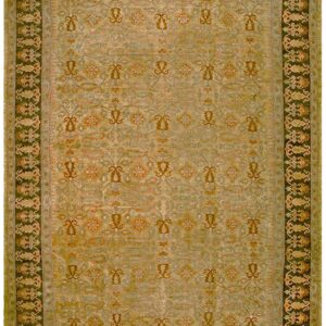 Antique Indian Amritsar Carpet 11'9"×19'6" Yellow Floral, Charcoal Border, Circa 1890