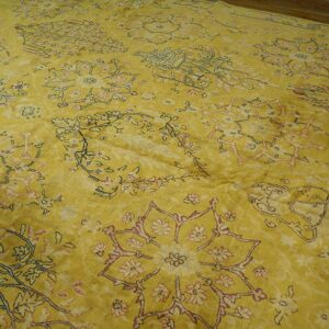 Antique Indian Carpet 11'×22'4" Yellow Herati Design, Hand-Knotted Wool, Circa 1920 - detail view 2