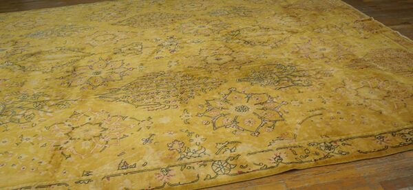 Antique indian carpet 11'×22'4" yellow herati design, hand-knotted wool, circa 1920 4 Antique indian carpet 11'×22'4" yellow herati design, hand-knotted wool, circa 1920 - detail view 3