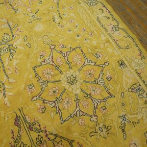 Antique Indian Carpet 11'×22'4" Yellow Herati Design, Hand-Knotted Wool, Circa 1920 - detail view 5