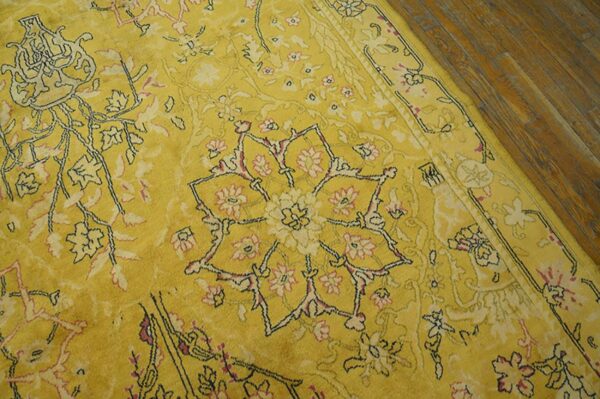 Antique indian carpet 11'×22'4" yellow herati design, hand-knotted wool, circa 1920 6 Antique indian carpet 11'×22'4" yellow herati design, hand-knotted wool, circa 1920 - detail view 5