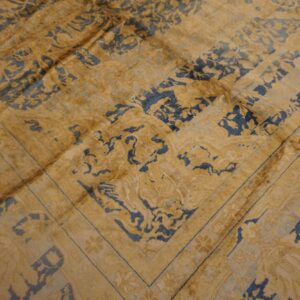 Antique Indian Lahore Carpet 14'×23' Blue Medallion, Soft Yellow Border, Circa 1920 - detail view 5