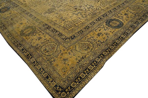 Antique indian lahore carpet 12'6"×24' ivory & tan floral, camel field, circa 1930 4 Antique indian lahore carpet 12'6"×24' ivory & tan floral, camel field, circa 1930 - detail view 3