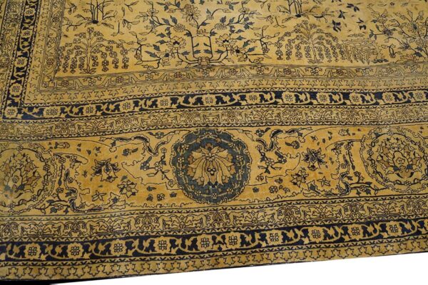 Antique indian lahore carpet 12'6"×24' ivory & tan floral, camel field, circa 1930 5 Antique indian lahore carpet 12'6"×24' ivory & tan floral, camel field, circa 1930 - detail view 4
