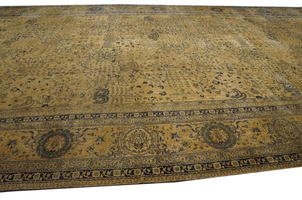 Antique indian lahore carpet 12'6"×24' ivory & tan floral, camel field, circa 1930 6 Antique indian lahore carpet 12'6"×24' ivory & tan floral, camel field, circa 1930 - detail view 5