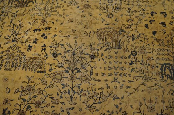 Antique indian lahore carpet 12'6"×24' ivory & tan floral, camel field, circa 1930 7 Antique indian lahore carpet 12'6"×24' ivory & tan floral, camel field, circa 1930 - detail view 6