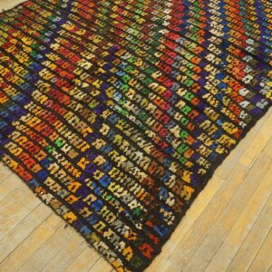 Antique Jerusalem Carpet 5'6"×7'9" Black Field, Hand-Knotted Wool, 1930s - detail view 9