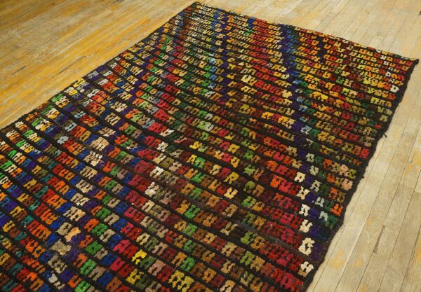 Antique jerusalem carpet 5'6"×7'9" black field, hand-knotted wool, 1930s 2 Antique jerusalem carpet 5'6"×7'9" black field, hand-knotted wool, 1930s - detail view 1