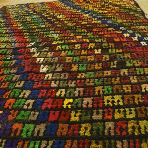 Antique Jerusalem Carpet 5'6"×7'9" Black Field, Hand-Knotted Wool, 1930s - detail view 5