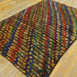 Antique Jerusalem Carpet 5'6"×7'9" Black Field, Hand-Knotted Wool, 1930s - detail view 8