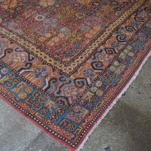 Antique Khotan Carpet 6'6"×11'6" Persimmon & Light Blue, Circa 1800 - detail view 2