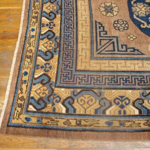 Antique Khotan Carpet 6'3"×13'5" Plum & Yellow Medallion, Circa 1870, East Turkestan - detail view 2