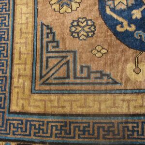 Antique Khotan Carpet 6'3"×13'5" Plum & Yellow Medallion, Circa 1870, East Turkestan - detail view 5