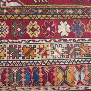 Antique Moroccan Rabat Carpet 6'8"×9'6" Red Medallion, Hand-Knotted Wool, 1900s - detail view 1