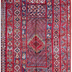 Antique Moroccan Rabat Rug 5'6"×18'3" Multicolor Geometric, 1920s