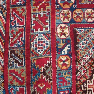Antique Moroccan Rabat Rug 5'6"×18'3" Multicolor Geometric, 1920s - detail view 2