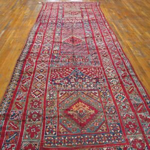 Antique Moroccan Rabat Rug 5'6"×18'3" Multicolor Geometric, 1920s - detail view 3