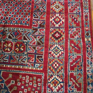 Antique Moroccan Rabat Rug 5'6"×18'3" Multicolor Geometric, 1920s - detail view 4