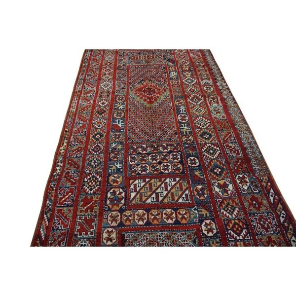 Antique moroccan rabat rug 5'6"×18'3" multicolor geometric, 1920s - detail view 5