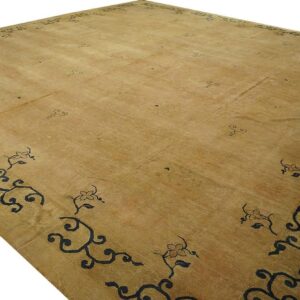 Antique N. Chinese Mongolian Carpet 16'10"Ã—17'10" Dusty Rose & Camel, Square Format, Circa 1900 - detail view 2
