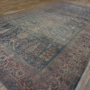 Antique N.E. Persian Khorassan Moud Carpet, Early 20th Century, Hand-Knotted Wool - detail view 1