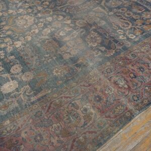 Antique N.E. Persian Khorassan Moud Carpet, Early 20th Century, Hand-Knotted Wool - detail view 3