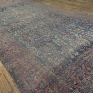 Antique N.E. Persian Khorassan Moud Carpet, Early 20th Century, Hand-Knotted Wool - detail view 8