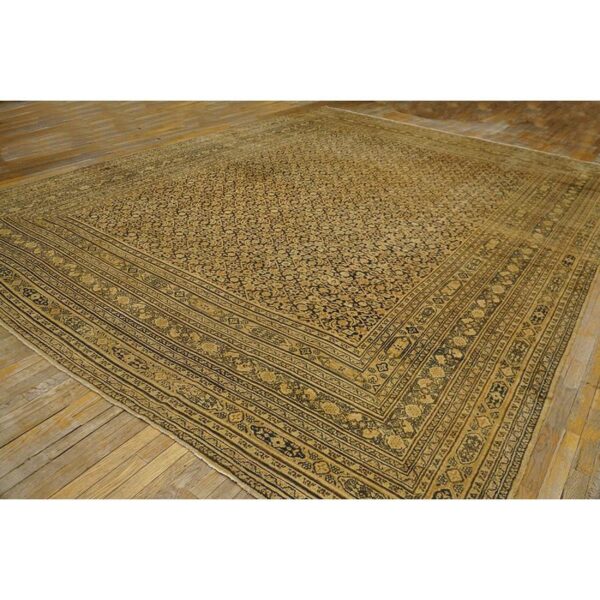 Antique n. E. Persian khorassan moud carpet 11'6"×15'2" navy field, dusty rose border, circa 1890 - detail view 1