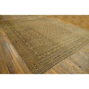Antique N.E. Persian Khorassan Moud Carpet 11'6"×15'2" Navy Field, Dusty Rose Border, Circa 1890 - detail view 2