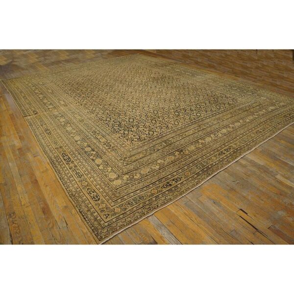 Antique n. E. Persian khorassan moud carpet 11'6"×15'2" navy field, dusty rose border, circa 1890 - detail view 3