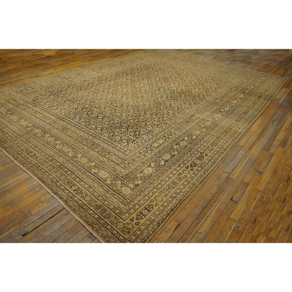 Antique n. E. Persian khorassan moud carpet 11'6"×15'2" navy field, dusty rose border, circa 1890 - detail view 4