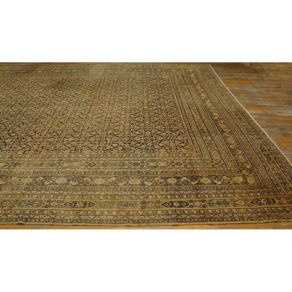 Antique n. E. Persian khorassan moud carpet 11'6"×15'2" navy field, dusty rose border, circa 1890 - detail view 5
