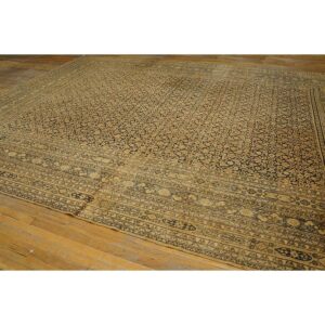 Antique N.E. Persian Khorassan Moud Carpet 11'6"×15'2" Navy Field, Dusty Rose Border, Circa 1890 - detail view 6