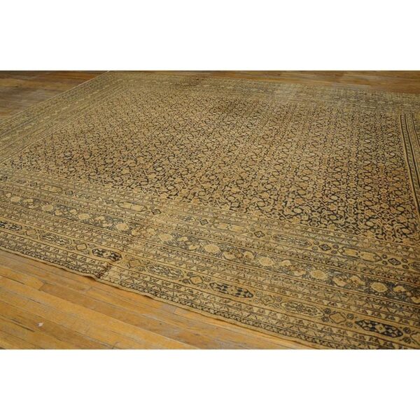 Antique n. E. Persian khorassan moud carpet 11'6"×15'2" navy field, dusty rose border, circa 1890 - detail view 6