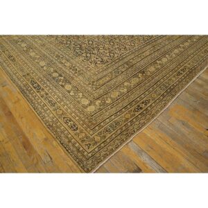 Antique N.E. Persian Khorassan Moud Carpet 11'6"×15'2" Navy Field, Dusty Rose Border, Circa 1890 - detail view 7
