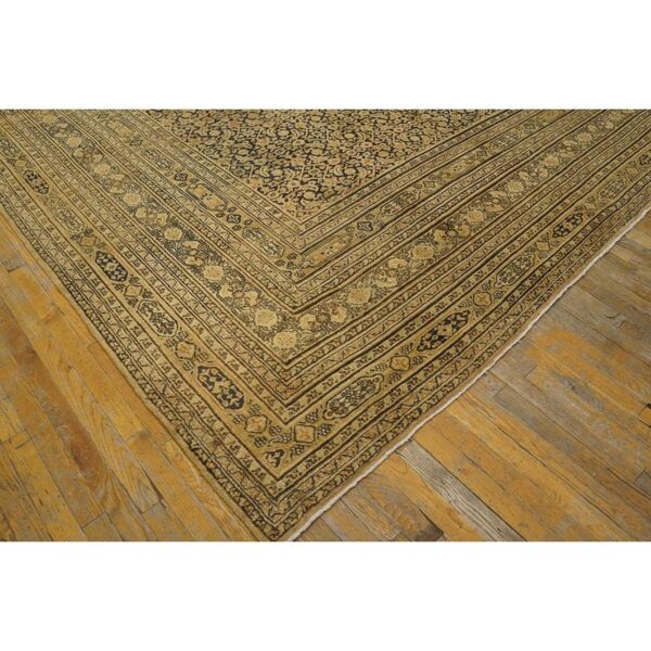 Antique n. E. Persian khorassan moud carpet 11'6"×15'2" navy field, dusty rose border, circa 1890 - detail view 7